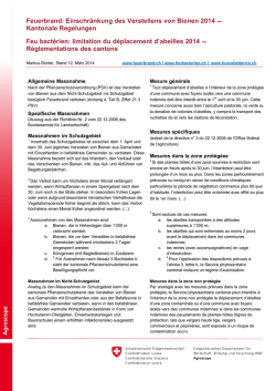 Feuerbrand: Einschr&auml;nkung des Verstellens von Bienen 2014