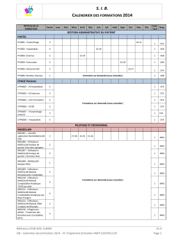 Calendrier des formations SIB 2014
