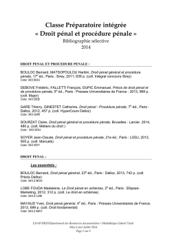 Droit p&eacute;nal et proc&eacute;dure p&eacute;nale