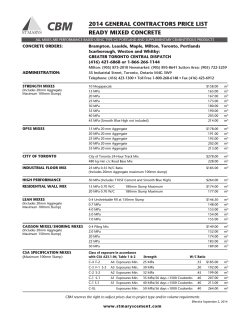 GTA Price List - St Marys Cement