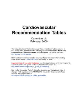 Cardiovascular Recommendation Tables