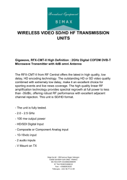 WIRELESS VIDEO SD/HD HF TRANSMISSION UNITS