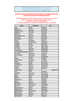 ingenieurs organisation / qualite preselectionnes sur