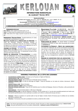 INFORMATIONS MUNICIPALES du vendredi 7 f&eacute;vrier 2014