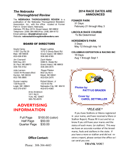 January - February 2014 - Nebraska Thoroughbred Breeders