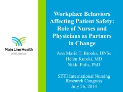 Workplace Behaviors Affecting Patient Safety: Role of Nurses and