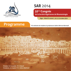 PROGRAMME SAR 2014 v net - Société Algérienne de Rhumatologie
