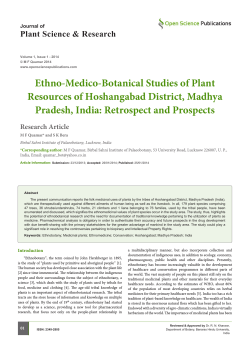 Ethno-Medico-Botanical Studies of Plant Resources of