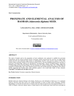 PROXIMATE AND ELEMENTAL ANALYSIS OF BAOBAB