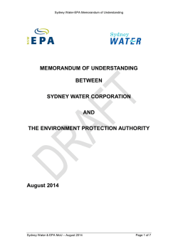 (MoU) between Sydney Water Corporation and the NSW
