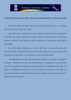 Visit of Director General, ICCR to Spain and Signing of MoU on