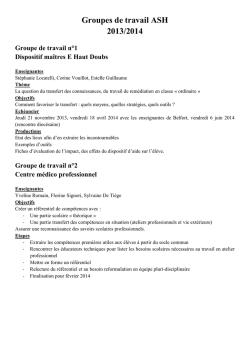 Groupes de travail ASH 2013/2014
