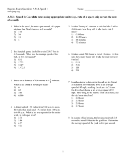 A.M.1: Speed 1: Calculate rates using appropriate units (e.g.