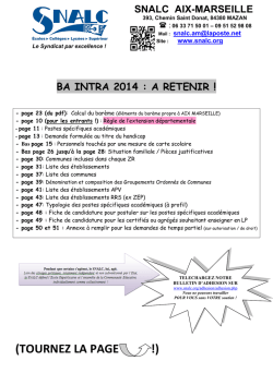 INTRA 2014 - Sommaire