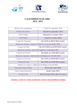 Le Fichier de Calendrier Scolaire à télécharger