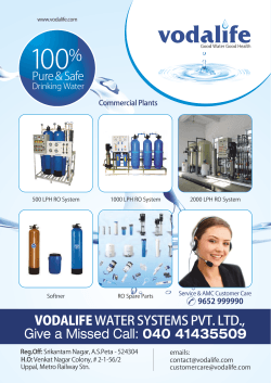 VODALIFE WATER SYSTEMS PVT. LTD.,