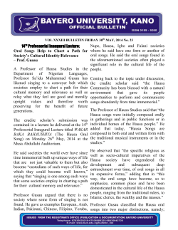 Bulletin Friday 30th May, 2014, No. 23