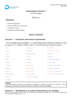 Informatique G&eacute;n&eacute;rale 1 TD/TP no 1 Objectif(s)