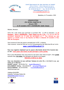 EMPLOI DU TEMPS - Comité 06 de Handball