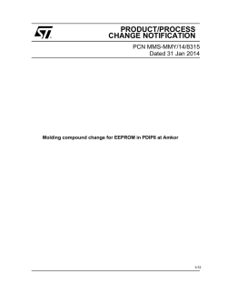 PRODUCT/PROCESS CHANGE NOTIFICATION