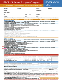 ISPOR 17th Annual European Congress REGIStRAtION FORm