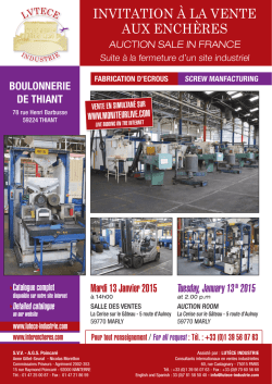 INVITATION À LA VENTE AUX ENCHÈRES