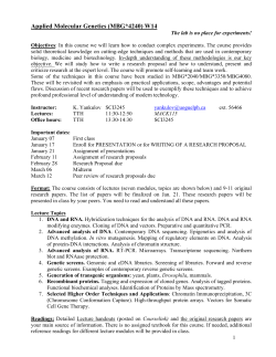 Applied Molecular Genetics (MBG*4240) W14