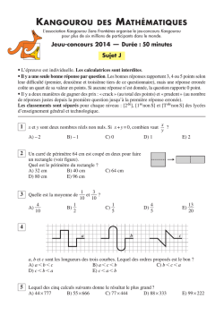 Sujet J - Kangourou des Math&eacute;matiques