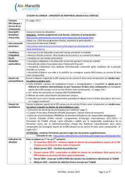 DRI AMU, octobre 2014 Page 1 sur 7 ETUDIER AU CANADA