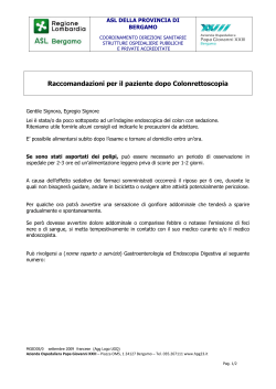 Post -colorectoscopie - Azienda Ospedaliera Papa Giovanni XXIII