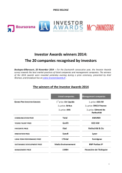 Investor Awards winners 2014: The 20 companies recognised by