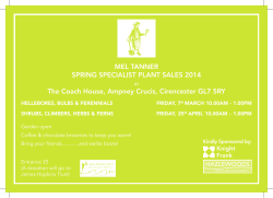 Mel Tanner Spring SpecialiST planT SaleS 2014 The coach House