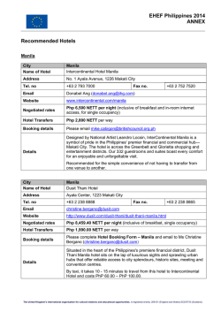 EHEF Philippines 2014 ANNEX Recommended Hotels