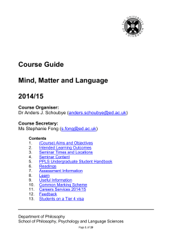Mind, Matter and Language Course Guide 2014-2015