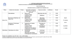 Dossier de candidature (voir site web : www .usthb.dz/fgc) Fili&egrave;re