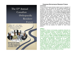 The 13th Annual Canadian Orthopaedic Resident Forum