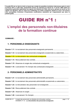 Dossier GRH 1.13 r&eacute;mun&eacute;ration des contractuels enseignants