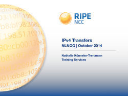 NLNOG - October 2014 18 IPv4 Transfers
