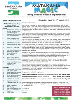 Matakana School Newsletter 04th August 2014
