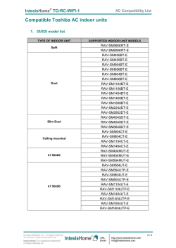 IntesisHome TO-RC-WiFi-1 AC Compatibility List