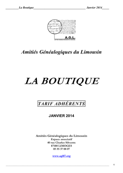 BOUTIQUE 2014 - Amitiés Généalogiques du Limousin