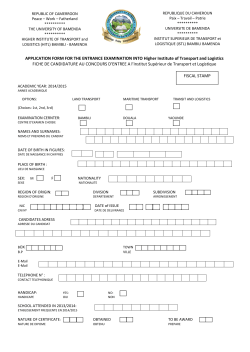 APPLICATION FORM FOR THE ENTRANCE EXAMINATION INTO