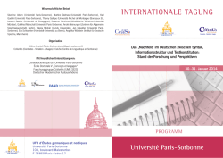 InternatIonale tagung - Universit&eacute; Paris