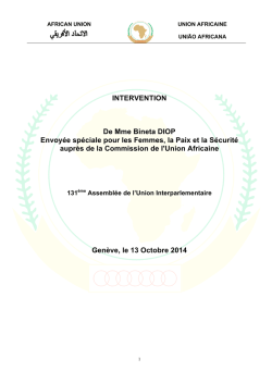 INTERVENTION De Mme Bineta DIOP Envoy&eacute;e sp&eacute;ciale pour les