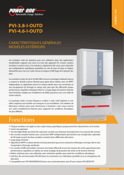 Fiche technique &ndash; Onduleurs photovolta&iuml;ques SMA Sunny Boy
