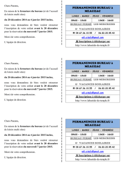 fermeture et inscription exceptionnelle