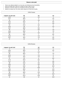 Guide des pointures - Jackson