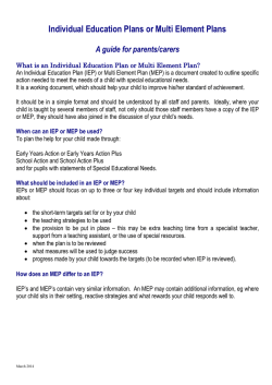 Individual Education Plans or Multi Element Plans