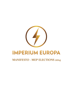 MANIFESTO - MEP ELECTIONS 2014