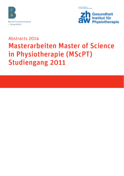 Masterarbeiten Master of Science in Physiotherapie (MScPT